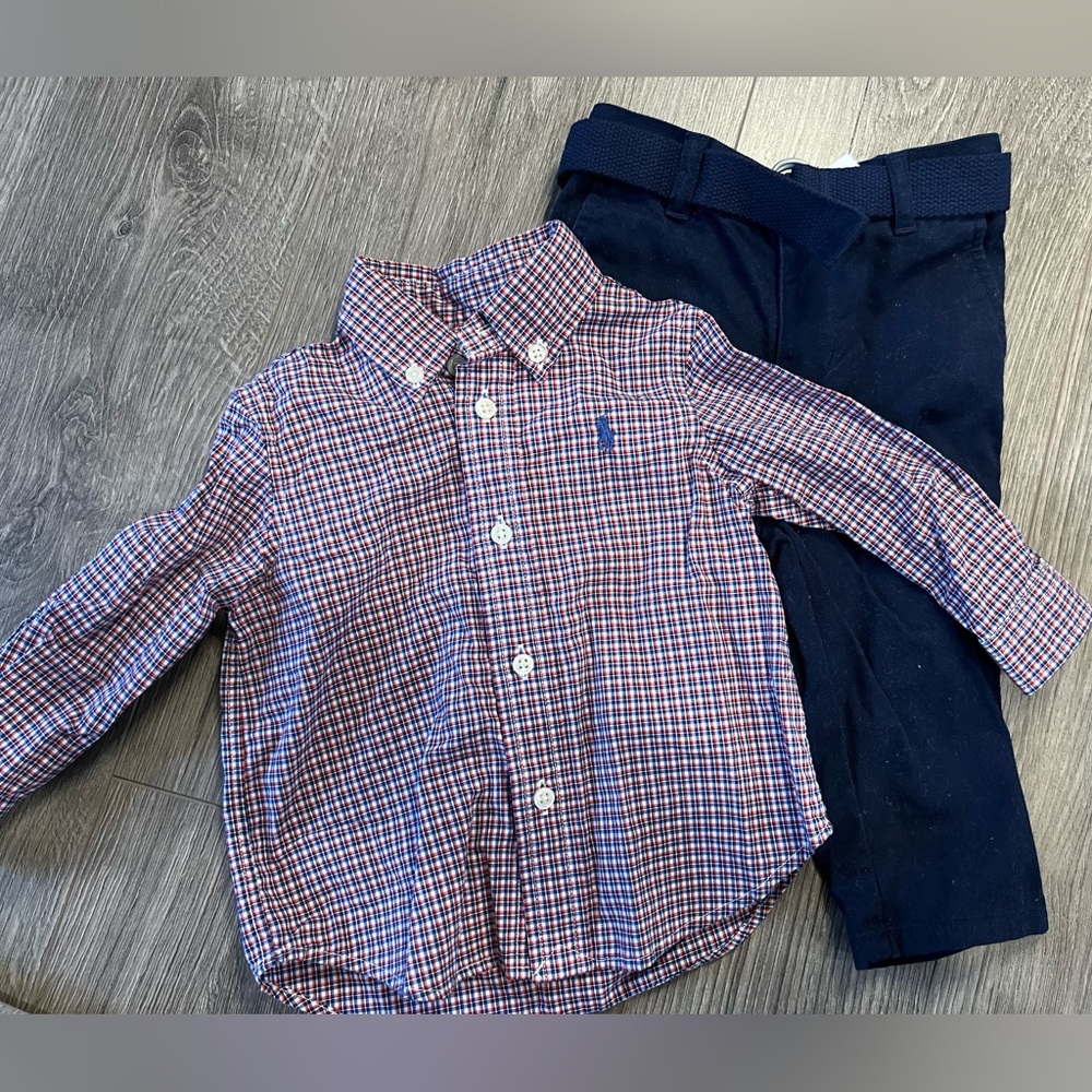 Ralph Lauren 2 Piece Plaid Poplin Set